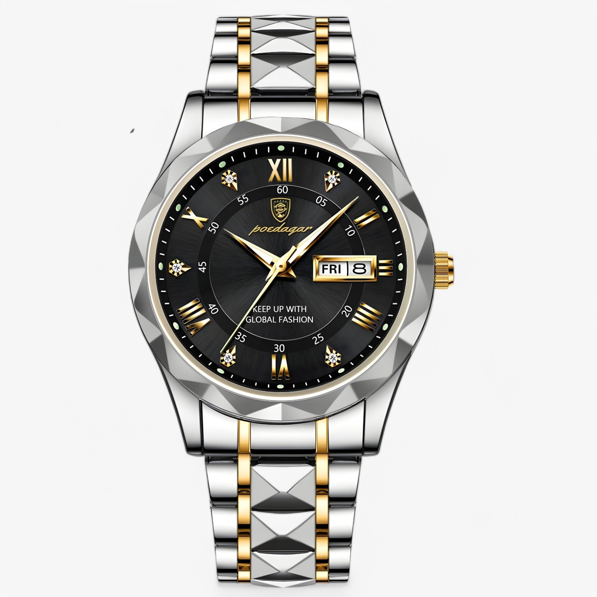 watches : Heren Automatisch Horloge Zilverblauw - Klassiek Polshorloge met Blauwe Lederen Band 40mm in Zilver Zwart van Pantino
