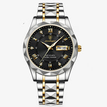 watches : Heren Automatisch Horloge Zilverblauw - Klassiek Polshorloge met Blauwe Lederen Band 40mm in Zilver Zwart van Pantino