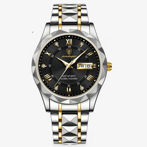 watches : Heren Automatisch Horloge Zilverblauw - Klassiek Polshorloge met Blauwe Lederen Band 40mm in Zilver Zwart van Pantino