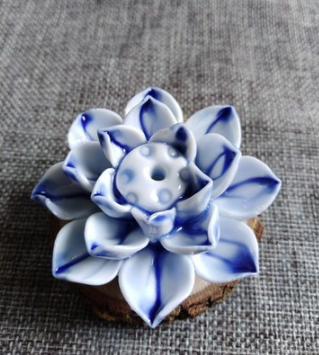 home & garden : Lotusbloem Wierrook Houder - Stijlvol Ontwerp - A in C - Wit Donker-Blauw van Pantino