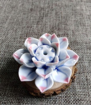 home & garden : Lotusbloem Wierrook Houder - Stijlvol Ontwerp - A in A - Wit Blauw Roze van Pantino