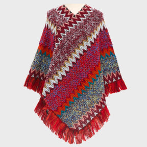 Poncho : Dames poncho roze katoen - Boho zomer strandponcho one size in Rood van Pantino
