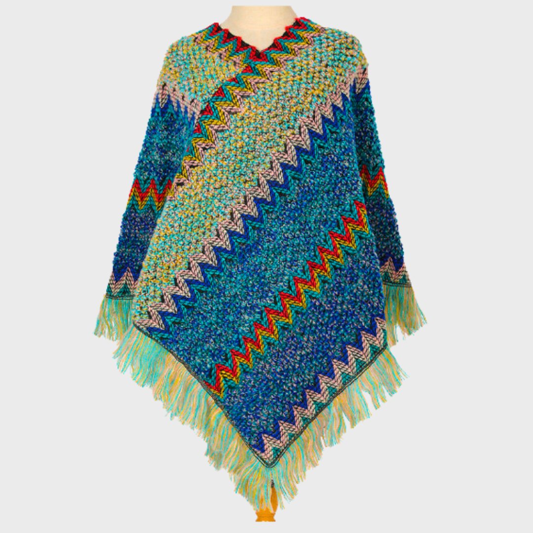 Poncho : Dames poncho roze katoen - Boho zomer strandponcho one size in Blauw van Pantino