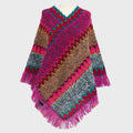 Poncho roz din bumbac pentru femei - Poncho boho de vară pentru plajă, mărime unică