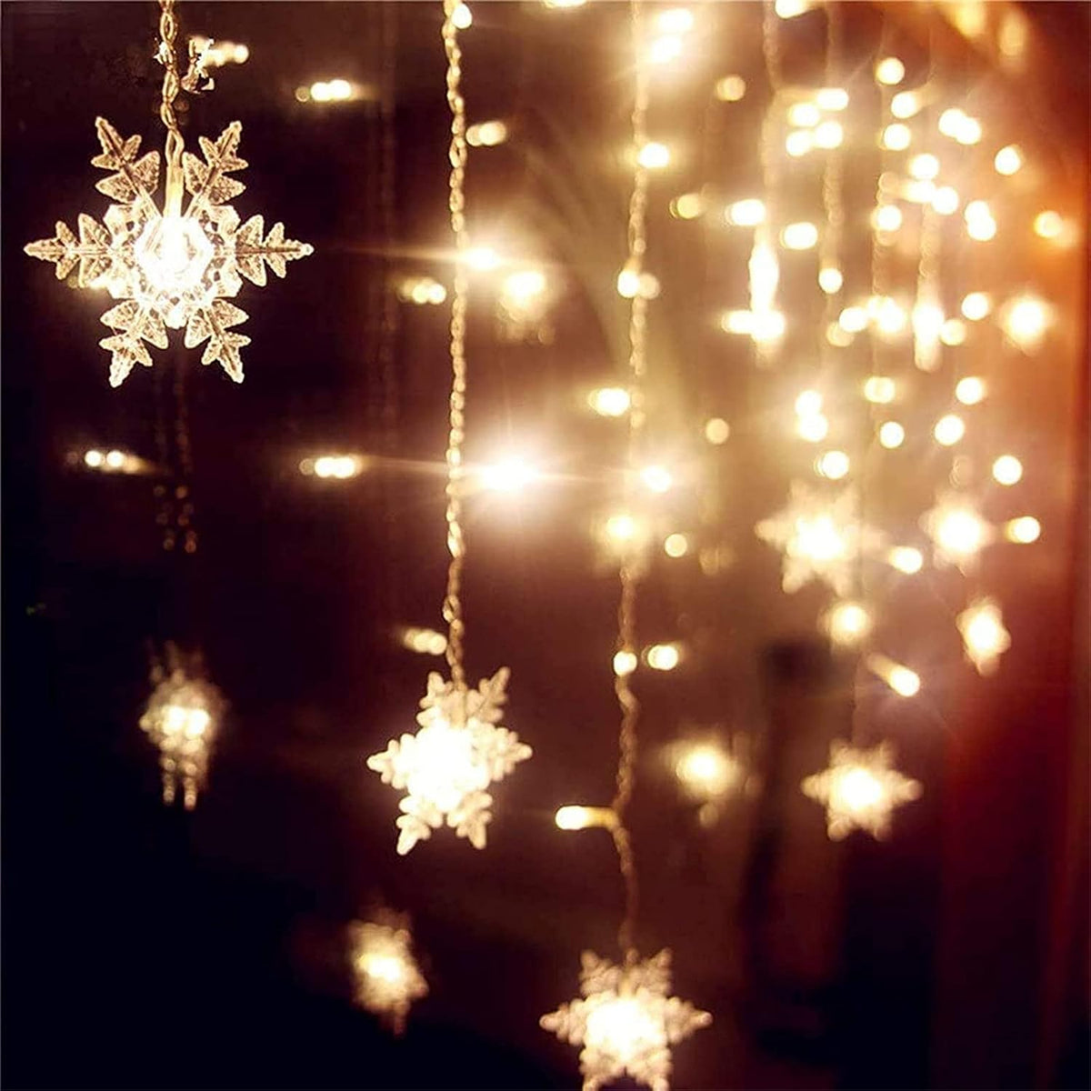 LED Sneeuwvlok Lichtgordijn – Kerstverlichting met 8 Lichtstanden