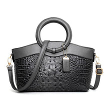 bags : Handtas Dames Karamelbruin - LuxeCroco - Luxe Handtassen voor in Grafiet grijs van Pantino