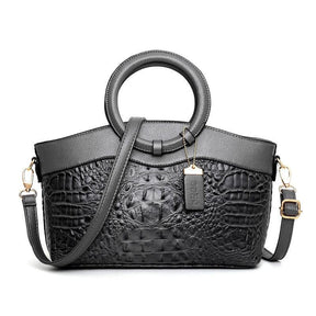 bags : Handtas Dames Karamelbruin - LuxeCroco - Luxe Handtassen voor in Grafiet grijs van Pantino
