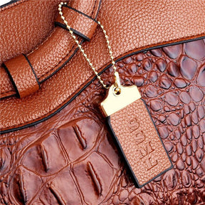 bags : Handtas Dames Karamelbruin - LuxeCroco - Luxe Handtassen voor in van Pantino
