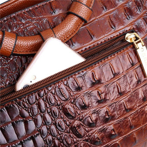 bags : Handtas Dames Karamelbruin - LuxeCroco - Luxe Handtassen voor in van Pantino
