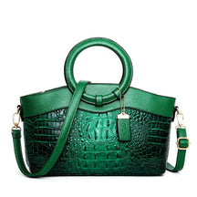bags : Handtas Dames Karamelbruin - LuxeCroco - Luxe Handtassen voor in Smaragdgroen van Pantino