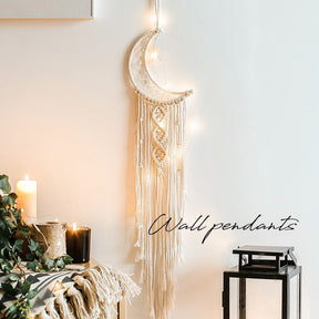 home & garden : Macramé Dromenvanger - Bohemian Muur Decoratie - Katoen in Maan van Pantino