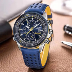 watches : Heren Chronograaf Horloge MultiSteel - 42mm Roestvrij Staal - Koffiebruin/Zwart Leer in van Pantino