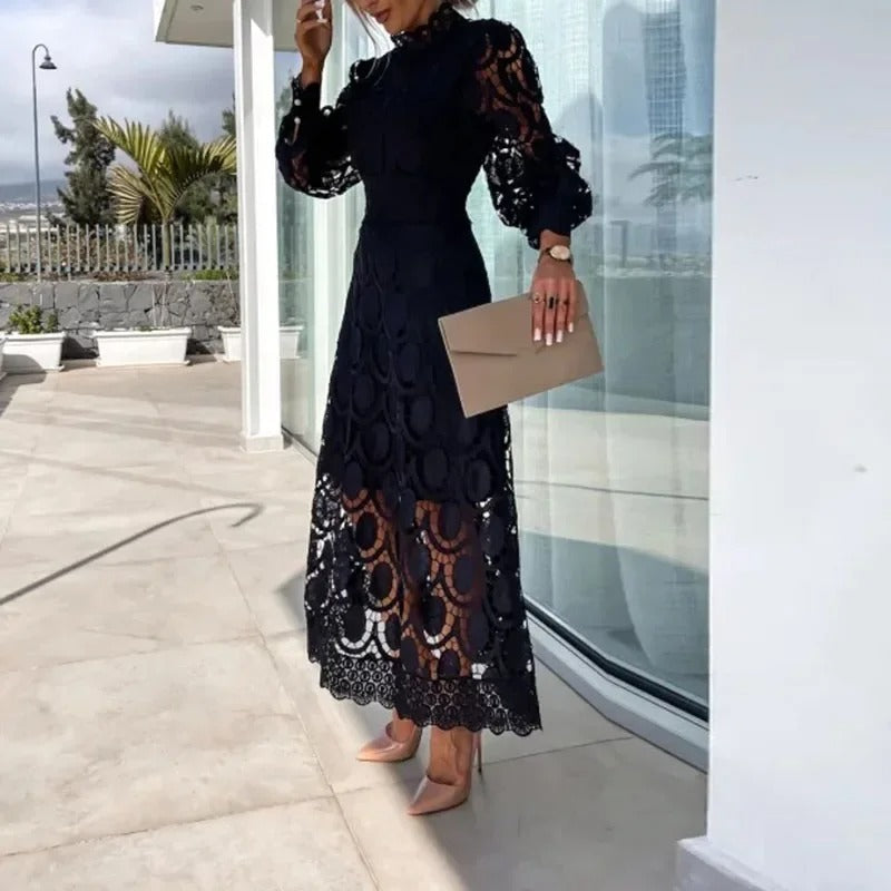 Dress : Elegante Jurk Dames Kant - Lichtroze in van Pantino