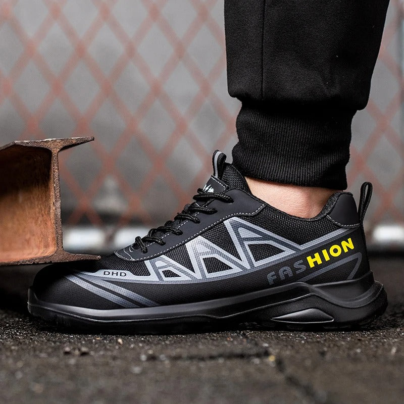 Safety Shoes : Schoenen Heren Zwart Grijs - Veiligheidsschoenen voor met Brede Veiligheidsneus in van Pantino