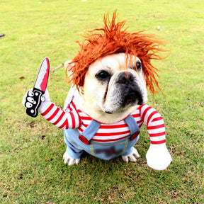 pets : Chucky Honden Kostuum - Grappig Halloween Verkleedpak voor Kleine tot Grote Honden in van Pantino