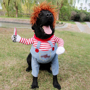 pets : Chucky Honden Kostuum - Grappig Halloween Verkleedpak voor Kleine tot Grote Honden in van Pantino
