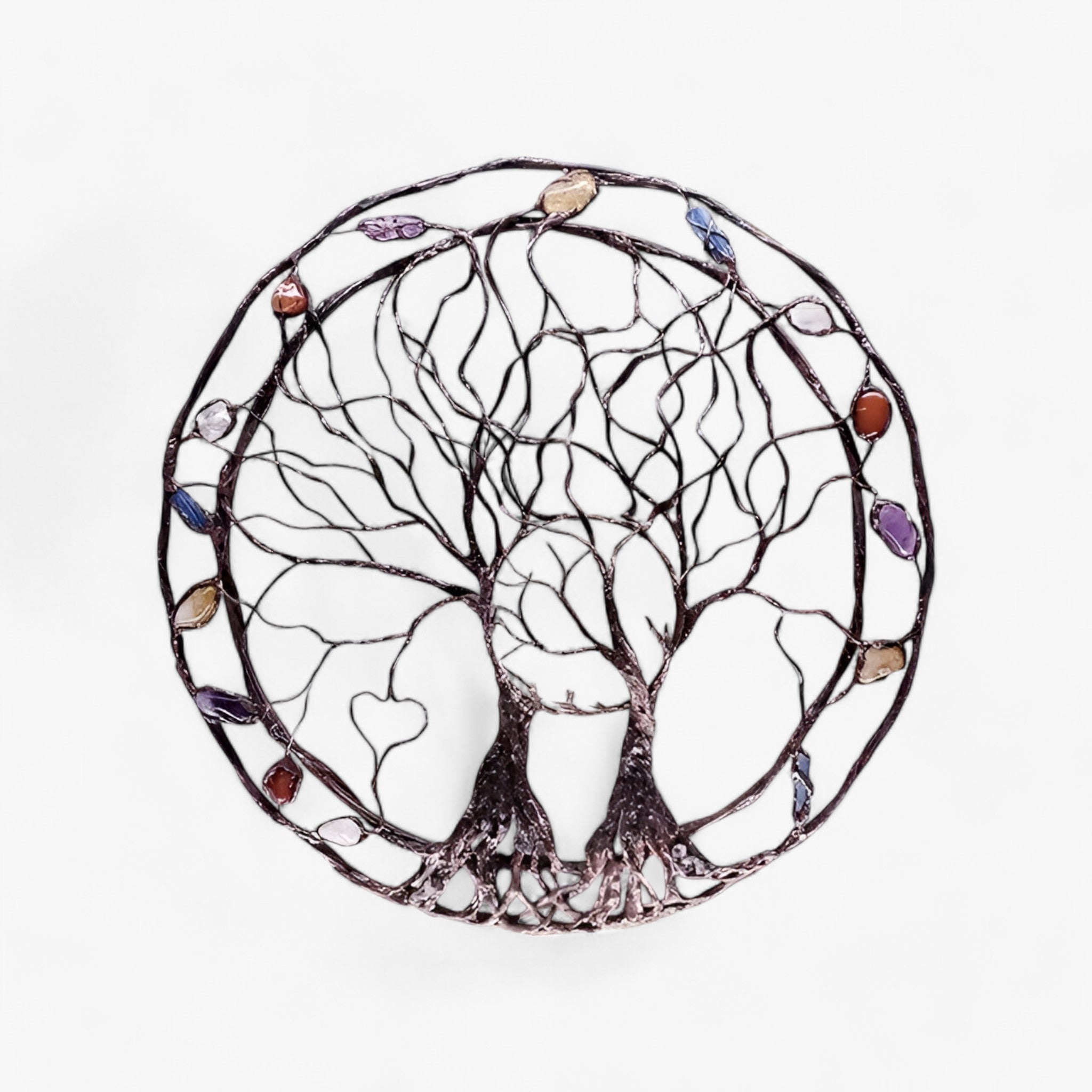home & garden : Muurdecoratie Levensboom Metaal met Edelstenen - Boho Stijl - 60cm in van Pantino