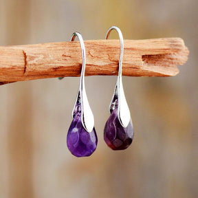 Earrings : Desire Vallende Druppel Gemstone van Rode Jaspis of Amethist in Amethist van Pantino