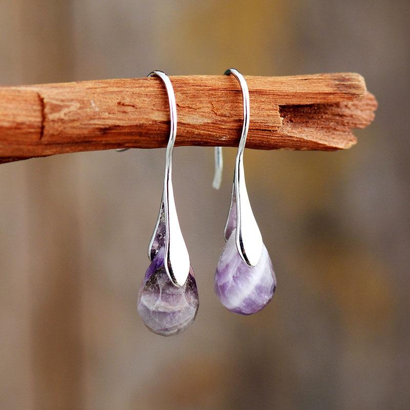 Earrings : Desire Vallende Druppel Gemstone van Rode Jaspis of Amethist in van Pantino