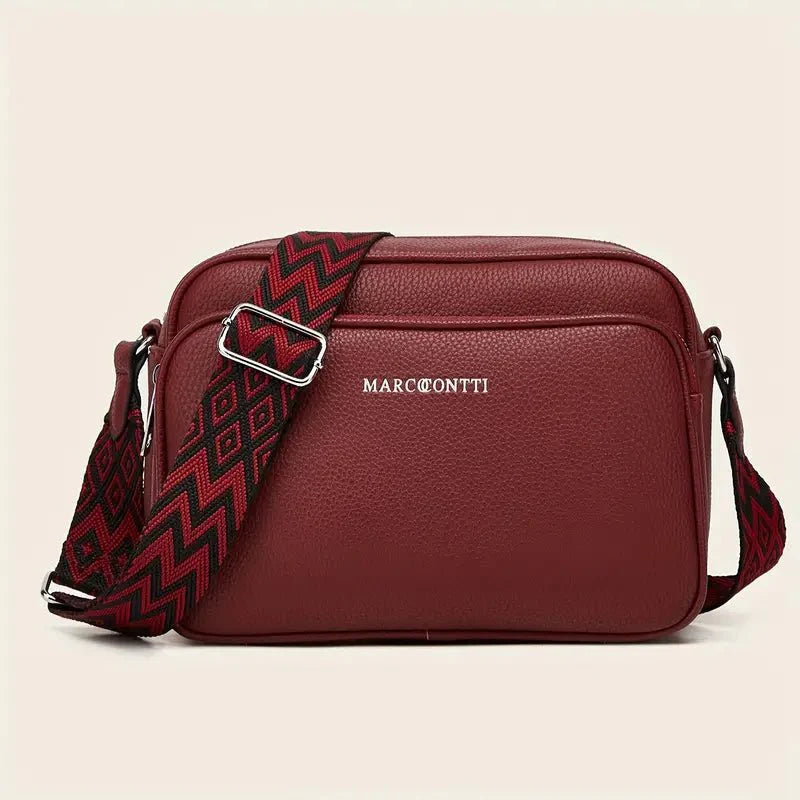 bags : Leren Schoudertas Dames Zwart - Dagelijks Gebruik Veelzijdig - PU-Leer in Rood van Pantino