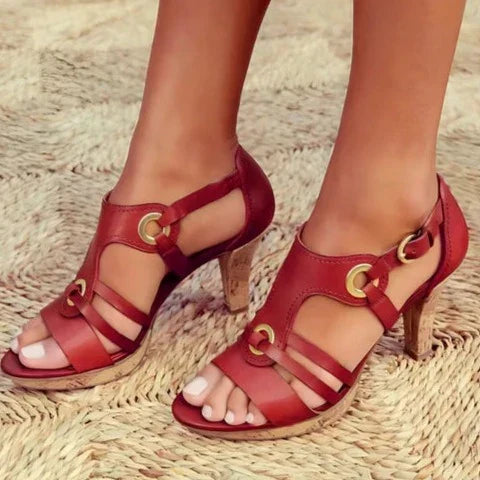 Sandals : Dames Sandalen - Relax Design voor een Comfortabele en Ontspannen Wandelervaring - Zwart in Rood van Pantino