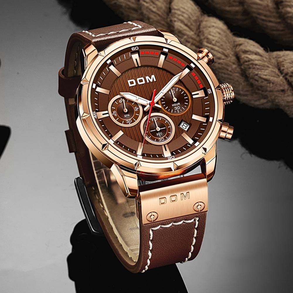 watches : Horloge Heren Bruin Rosegoud - Lichtgevend Sporthorloge in van Pantino