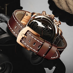 watches : Horloge Heren Bruin Rosegoud - Lichtgevend Sporthorloge in van Pantino