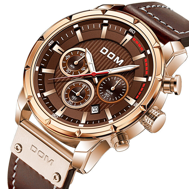watches : Horloge Heren Bruin Rosegoud - Lichtgevend Sporthorloge in van Pantino