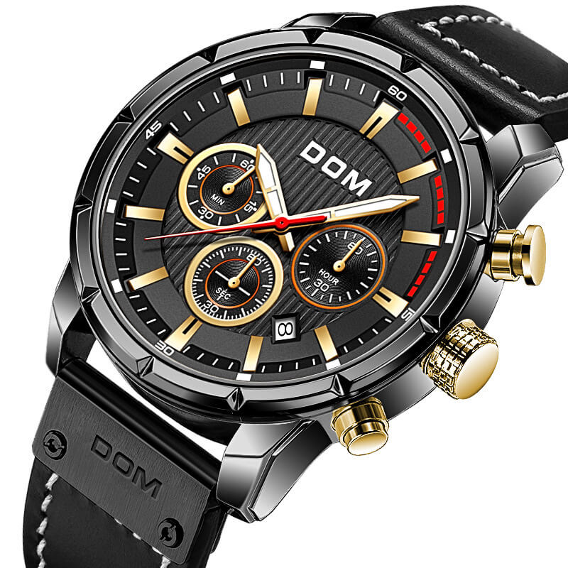 watches : Horloge Heren Bruin Rosegoud - Lichtgevend Sporthorloge in Zwart van Pantino
