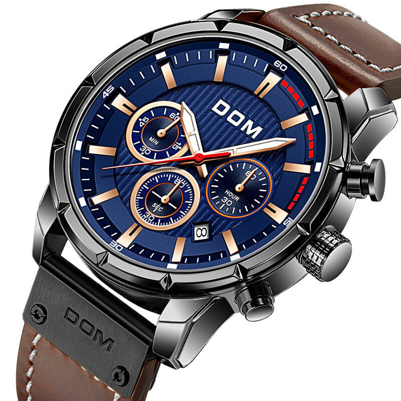 watches : Horloge Heren Bruin Rosegoud - Lichtgevend Sporthorloge in Bruin blauw van Pantino