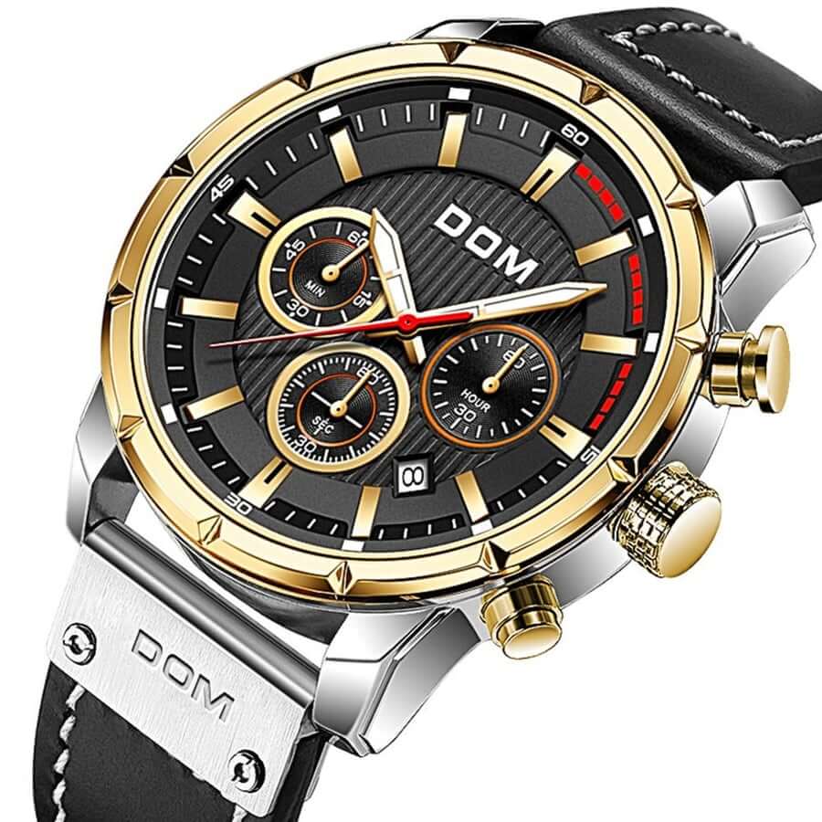 watches : Horloge Heren Bruin Rosegoud - Lichtgevend Sporthorloge in Zwart goud van Pantino