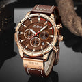 Horloge Heren Bruin Rosegoud - Lichtgevend Sporthorloge