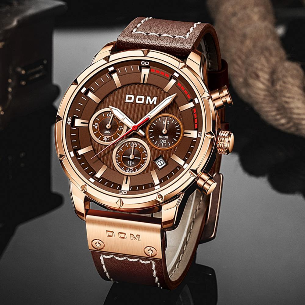watches : Horloge Heren Bruin Rosegoud - Lichtgevend Sporthorloge in Bruin rosegoud van Pantino