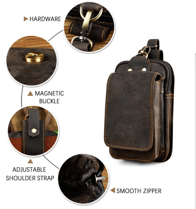 Belt Bag : Heuptasje voor heren in zwart leer – Elegant en praktisch voor dagelijks gebruik in van Pantino
