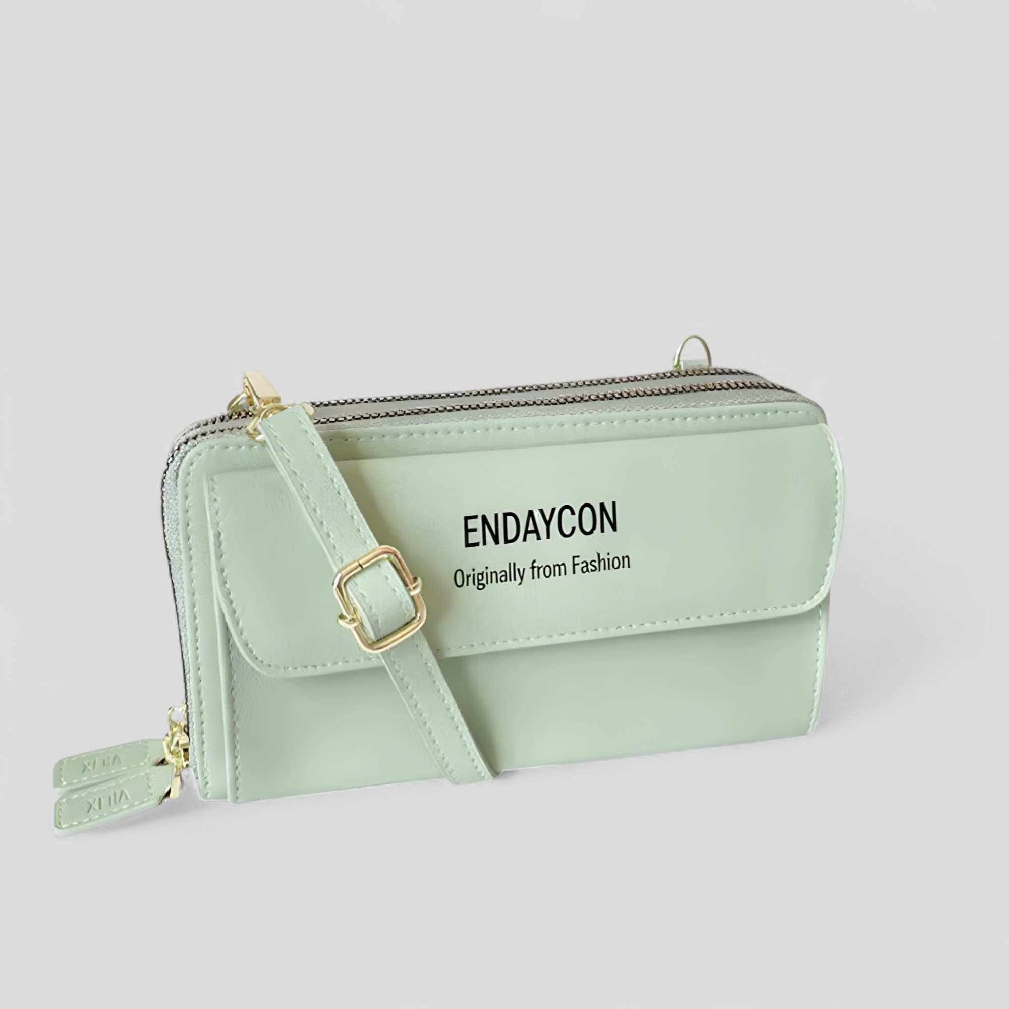 bags : EviBella - Compact Telefoontasje - Zwart in Mint Groen van Pantino