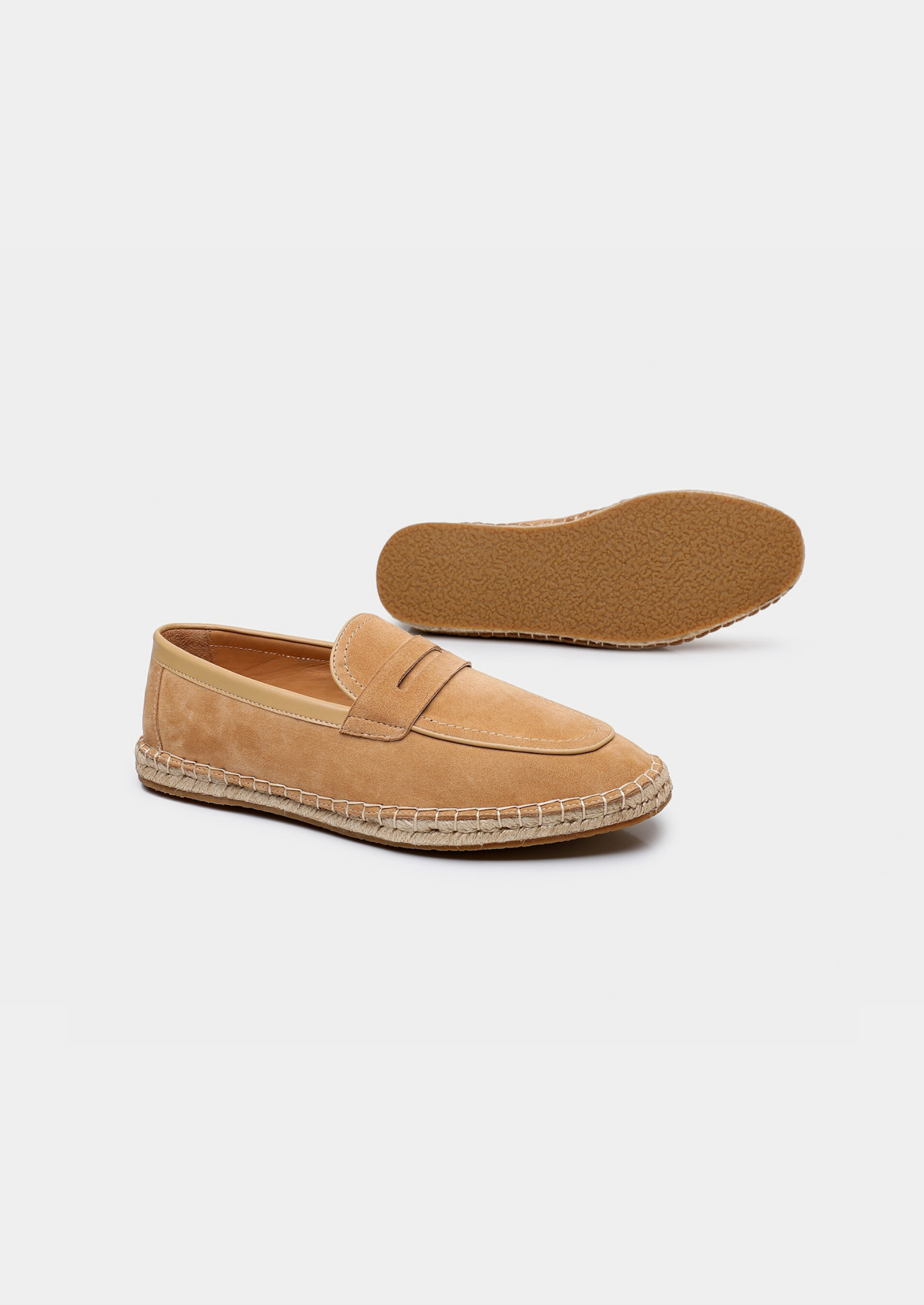 Herenmocassins met gevlochten zool