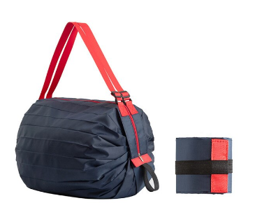 bags : Portable Shopping Bag - Zwart Luipaard in Marine Blauw van Pantino