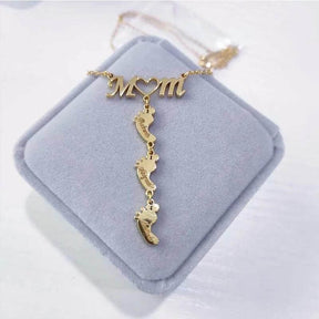 Necklace : Ketting Kinderen Zilver - Baby Voeten Moeder in van Pantino