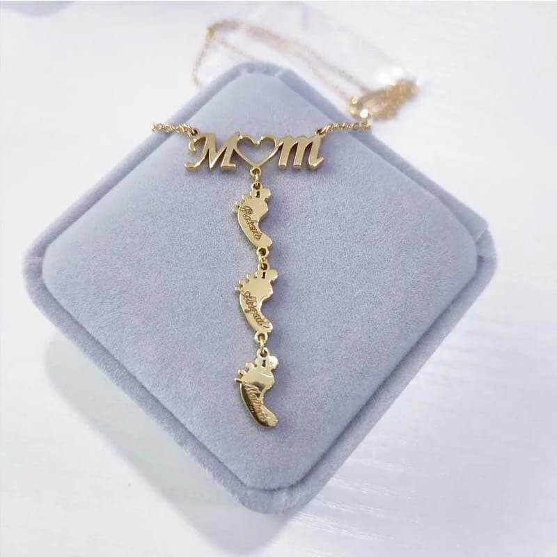 Necklace : Ketting Kinderen Zilver - Baby Voeten Moeder in van Pantino