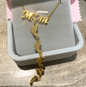 Necklace : Ketting Kinderen Zilver - Baby Voeten Moeder in van Pantino
