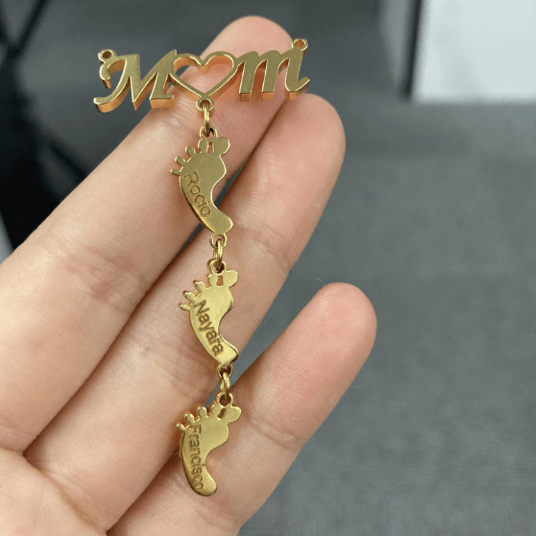 Necklace : Ketting Kinderen Zilver - Baby Voeten Moeder in van Pantino