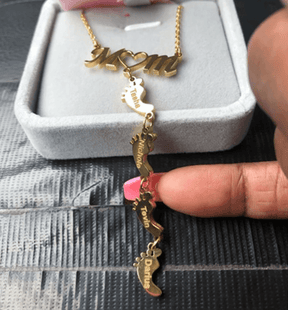 Necklace : Ketting Kinderen Zilver - Baby Voeten Moeder in van Pantino