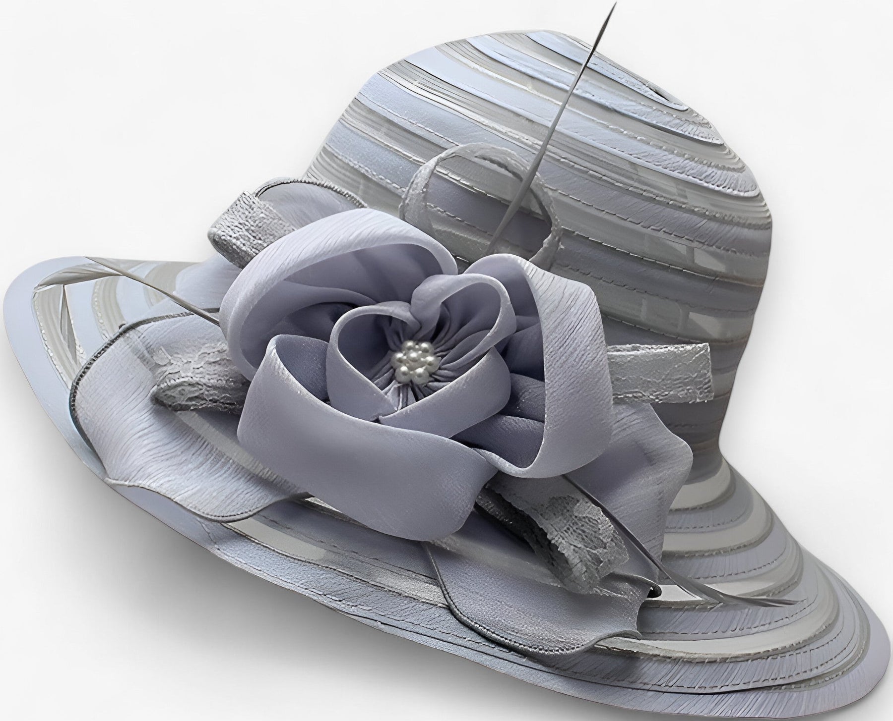 Sun Hat : Organza Zonnehoed voor Dames - Elegante Bescherming Tegen de Zon in Grijs M56-58cm van Pantino