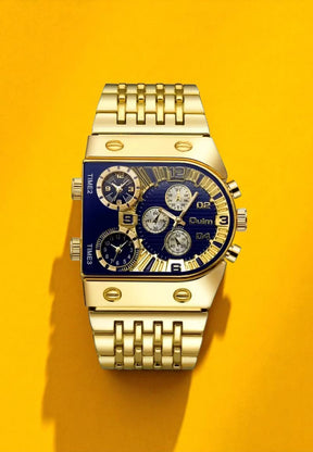 watches : Herenhorloge Zwart/Goud - Klassiek Stalen Horloge met Gouden Kast & Wijzerplaat in van Pantino