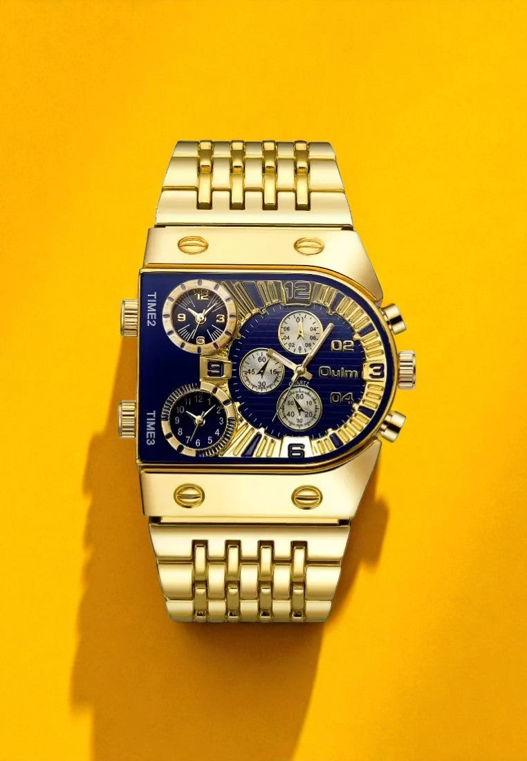 watches : Herenhorloge Zwart/Goud - Klassiek Stalen Horloge met Gouden Kast & Wijzerplaat in van Pantino
