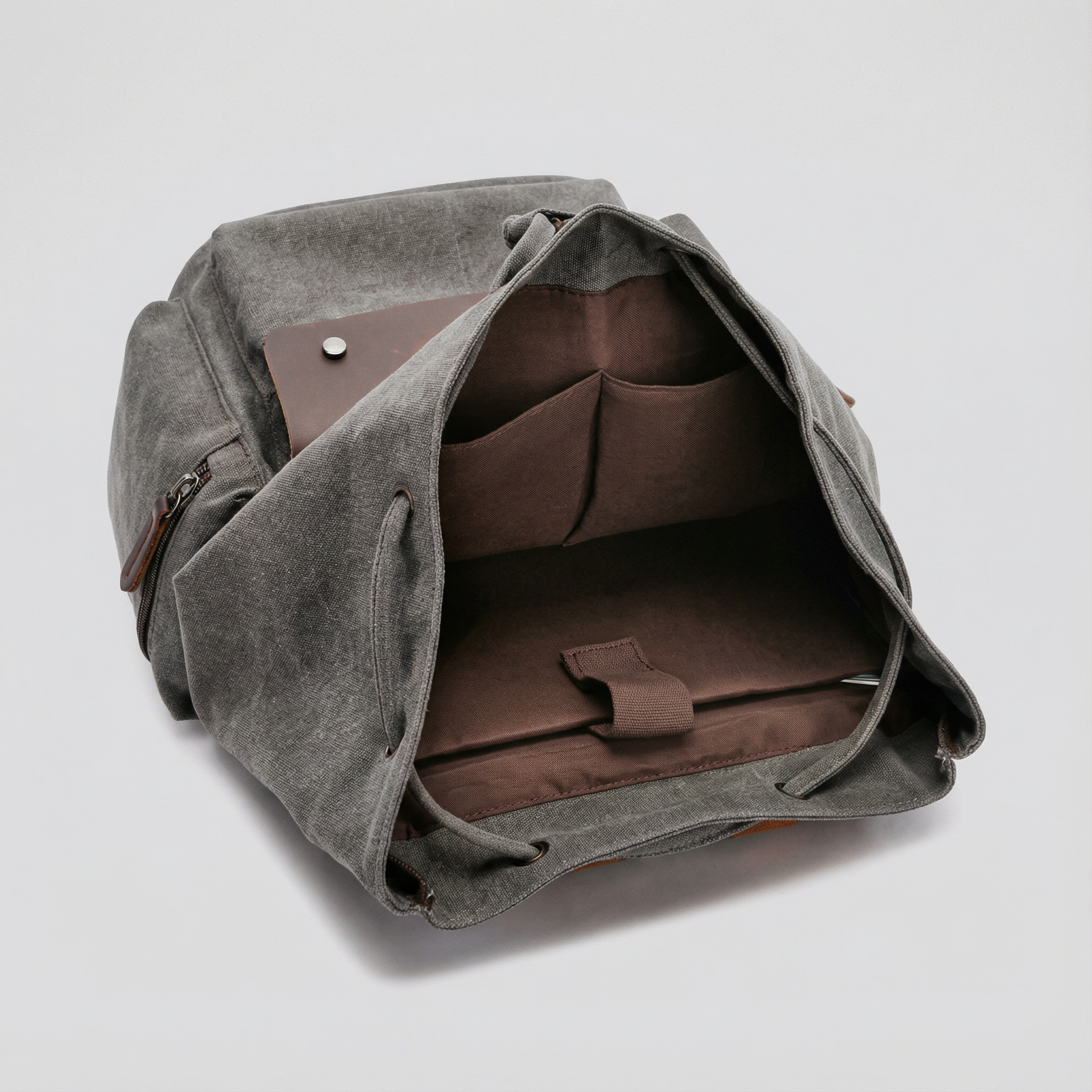 bags : Rugzak Grijs - RetroRider Laptoprugzak van Canvas en Leer in van Pantino
