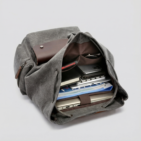 bags : Rugzak Grijs - RetroRider Laptoprugzak van Canvas en Leer in van Pantino