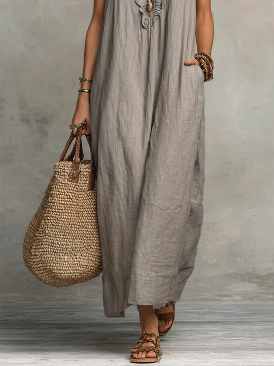Dames Jurken : Boho Damesjurk - Vloeiend, Comfortabel en Luchtig Linnenmix in van Pantinoshop