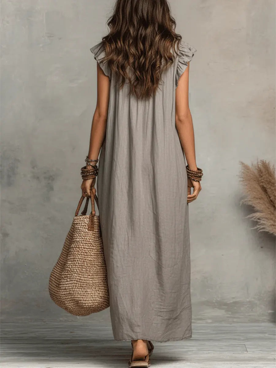 Dames Jurken : Boho Damesjurk - Vloeiend, Comfortabel en Luchtig Linnenmix in van Pantinoshop