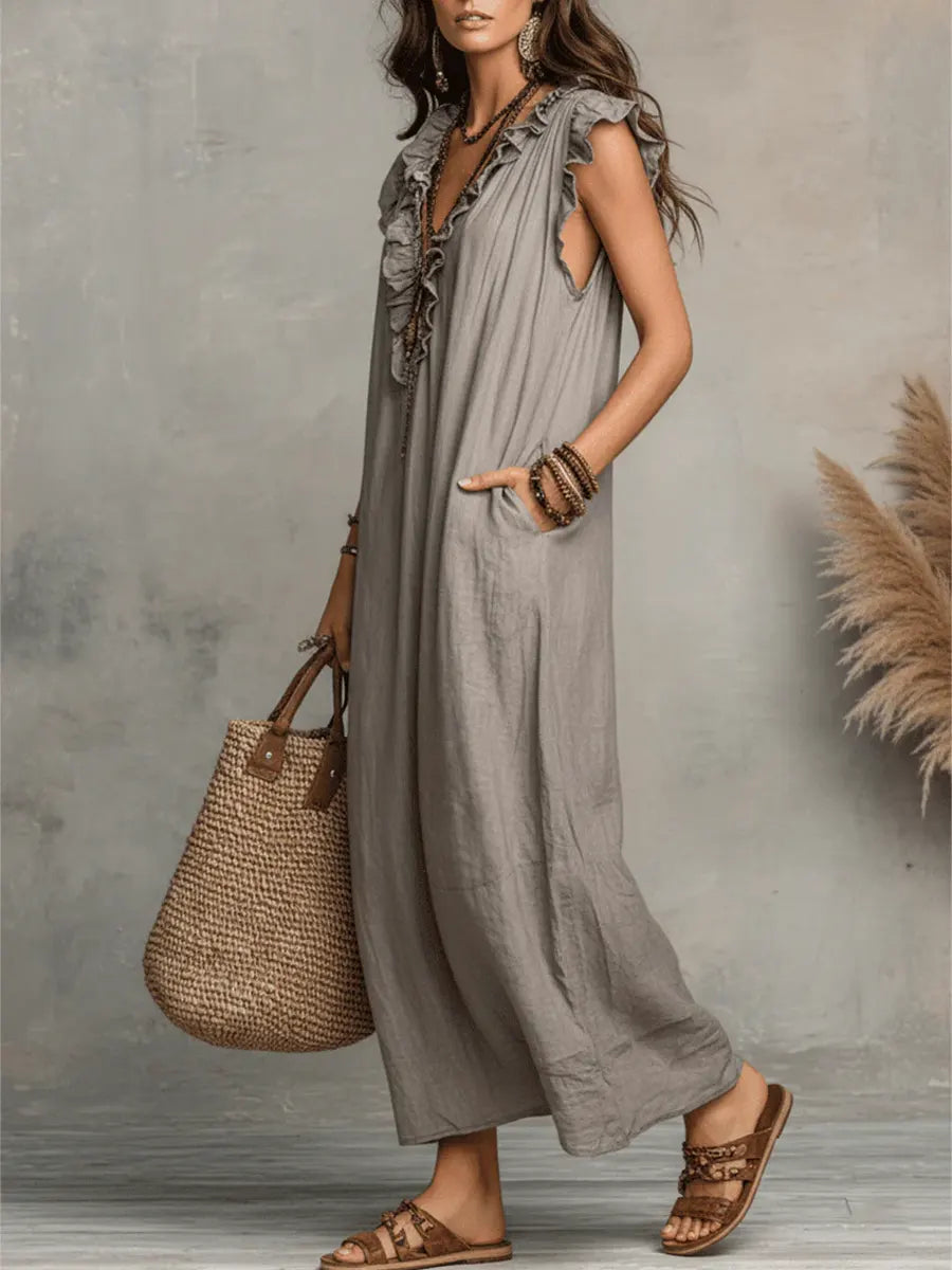 Dames Jurken : Boho Damesjurk - Vloeiend, Comfortabel en Luchtig Linnenmix in van Pantinoshop
